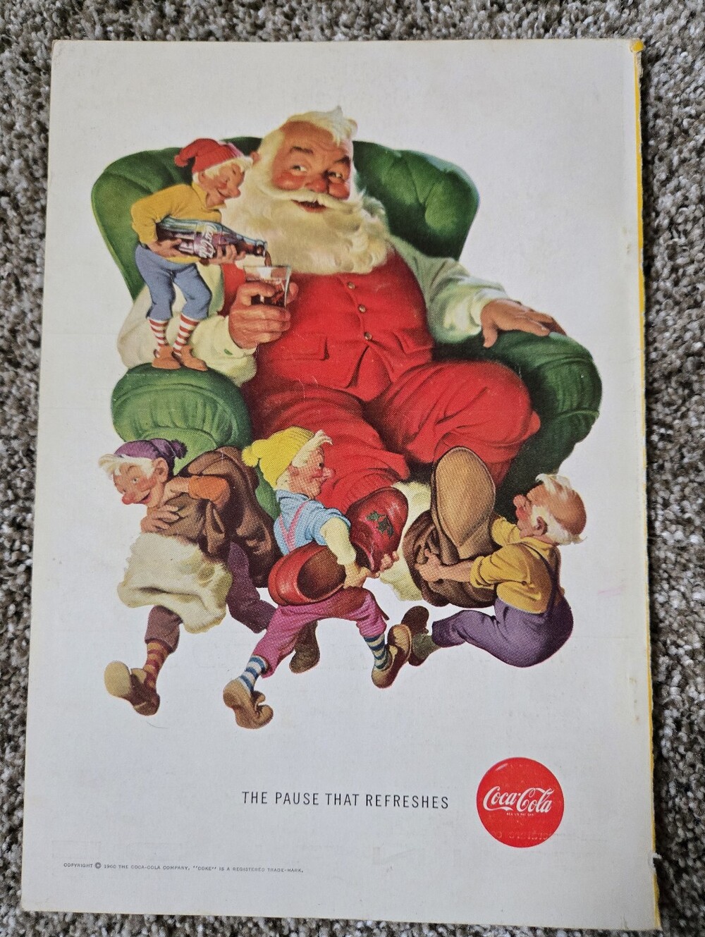 1960 Coca Cola Santa and Elves Print/ad